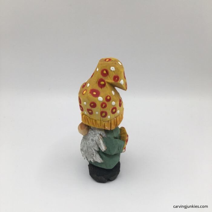 Left view of wood carved gnome