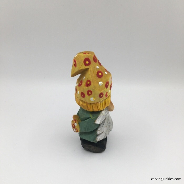 Wood gnome with polka dot hat