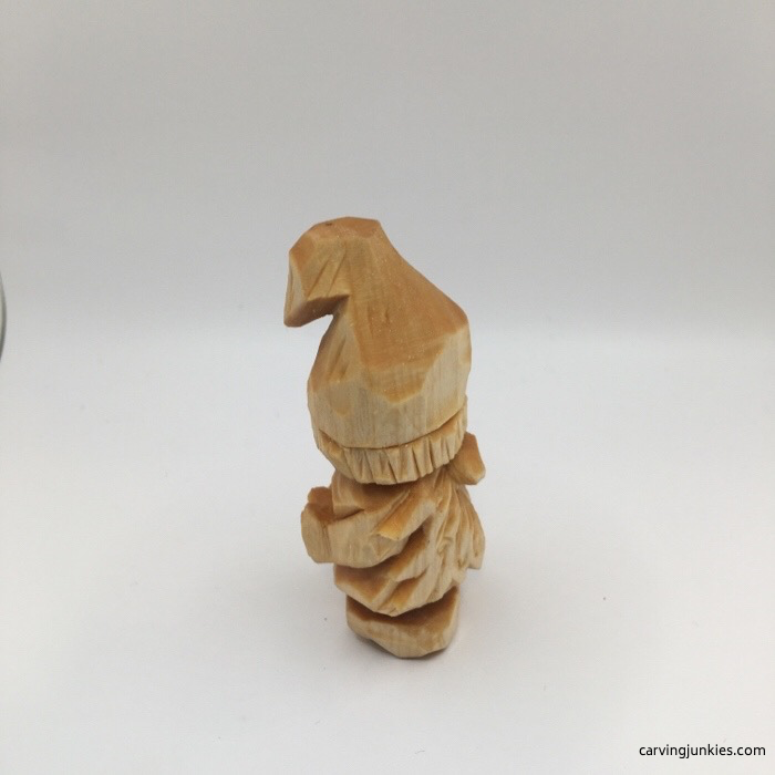 Right side of wood carved gnome