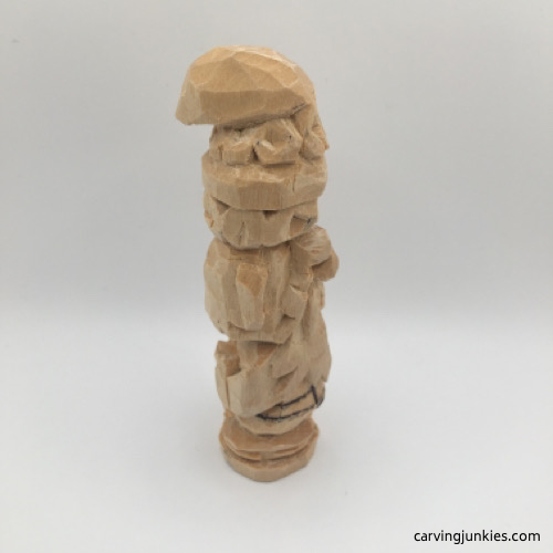 Right view of belt on wood carved gnome tutorial