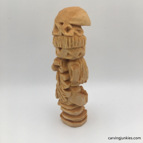 Left view of carved gnome prior to painting