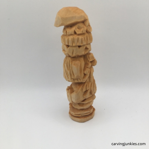 Right side of finished carved gnome prior to painting