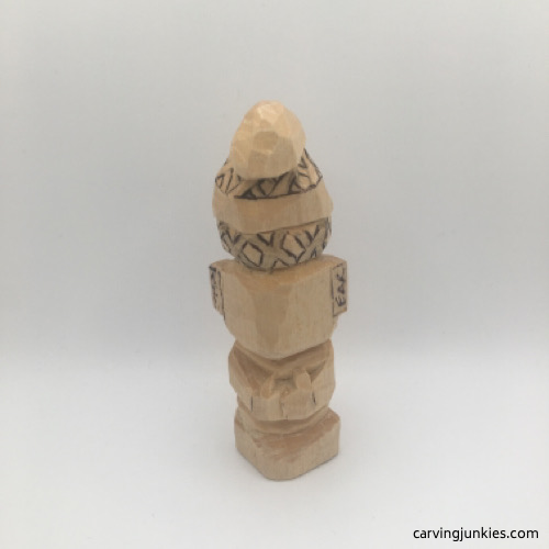 Back details on hat for wood gnome carving tutorial