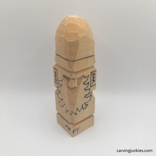 Separated head for wooden gnome carving tutorial
