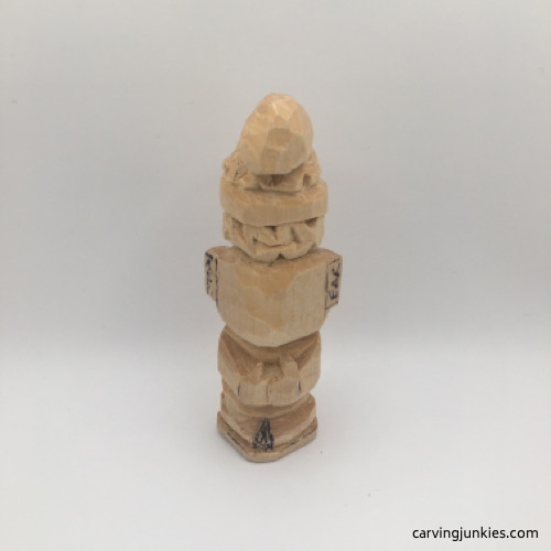 Back view of hat in progress for gnome carving tutorial