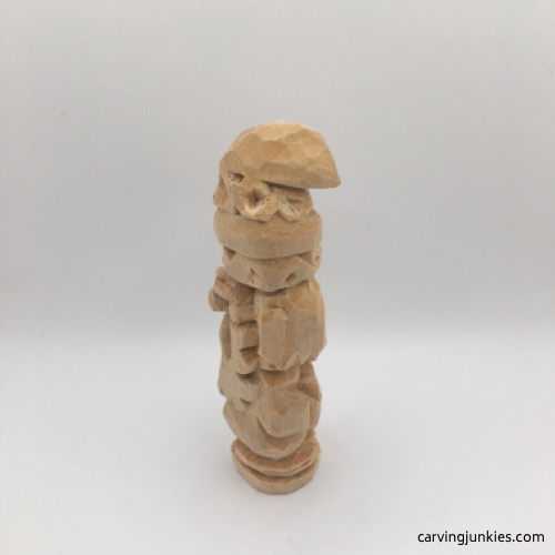 Left view of texture added to wood carved gnome