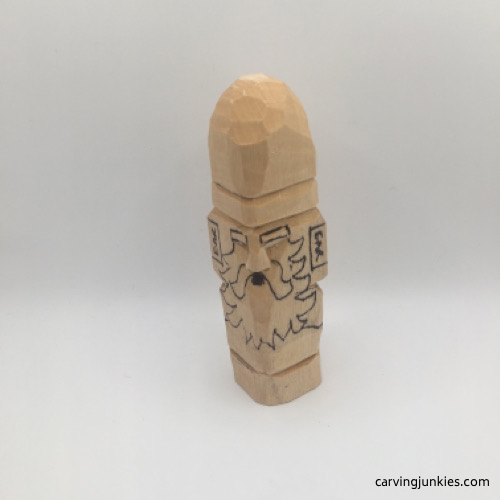 Mustache guideline is added to carve wooden gnome