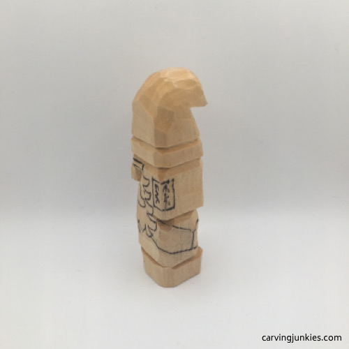 Left view of gnome carving in progress