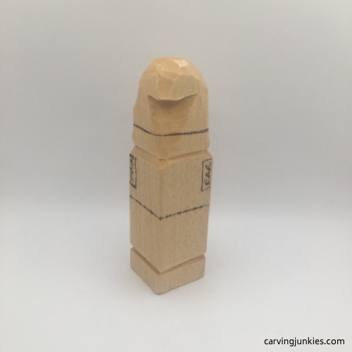 Back view of hat for gnome carving tutorial