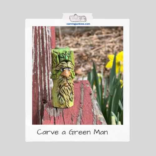 Green man carving polaroid