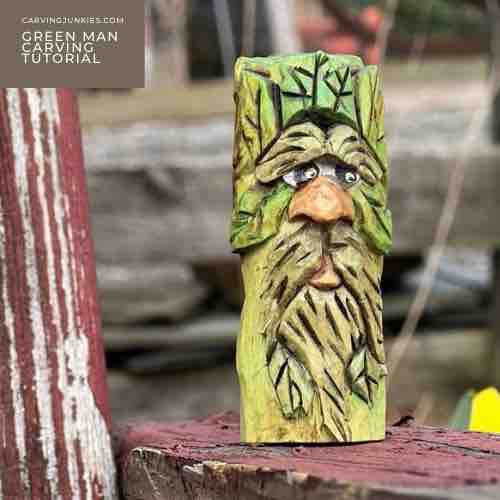 Green man wood carving