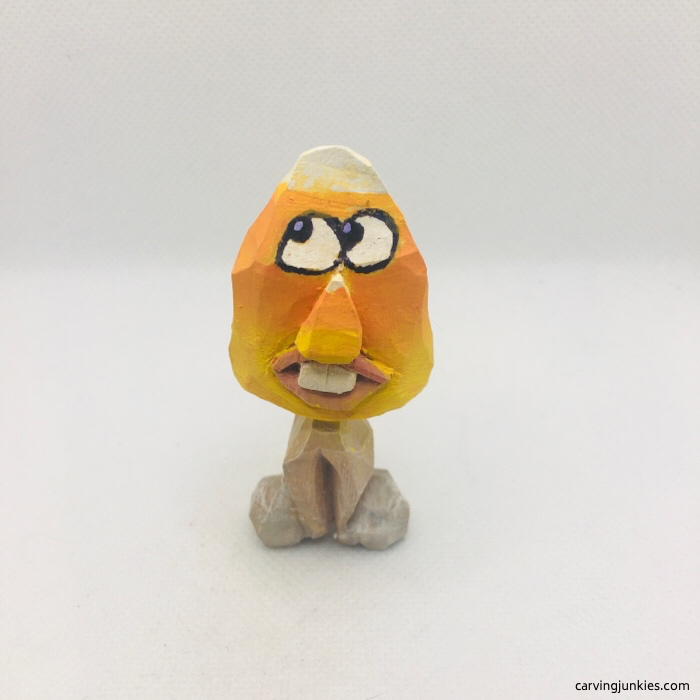 Painted Halloween candy corn wood carving