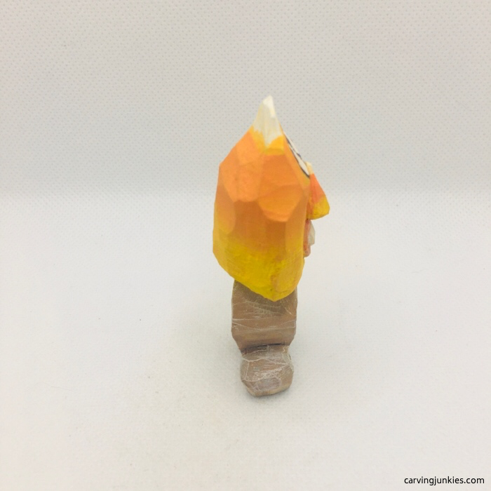 Right view of candy corn caricature carving
