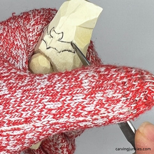 Halloween gnome carving bat line