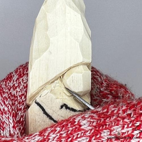 Rounding the nose on Halloween gnome