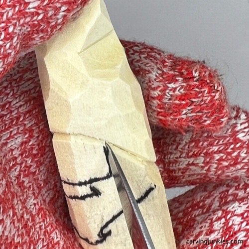 Separating the nose on the Halloween gnome