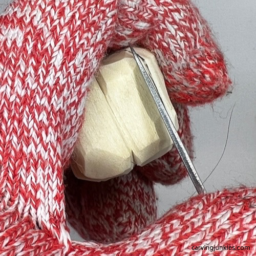 Carving segments on Halloween gnome