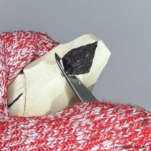 Making a V-cut on Halloween gnome