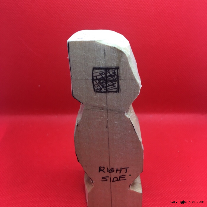 Right view of caricature carving