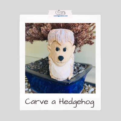 Cute hedgehog wood carving