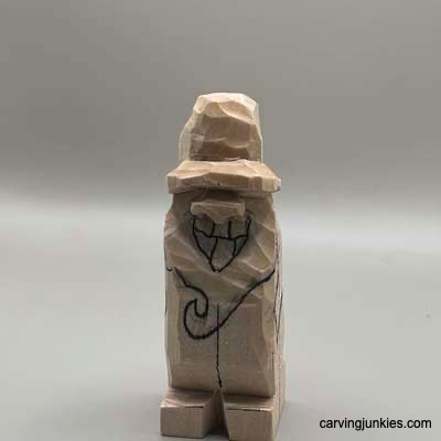 Beard sketched on hillbilly wood carving