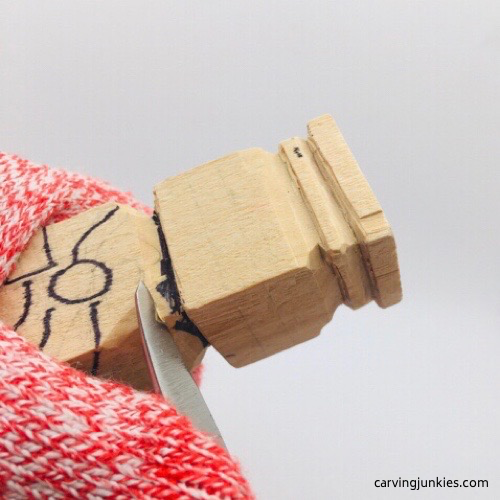 Shaping body of wooden leprechaun