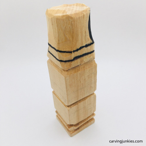 Basswood block with cuts