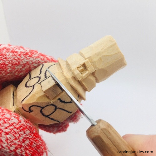 Shaping wooden leprechaun nose