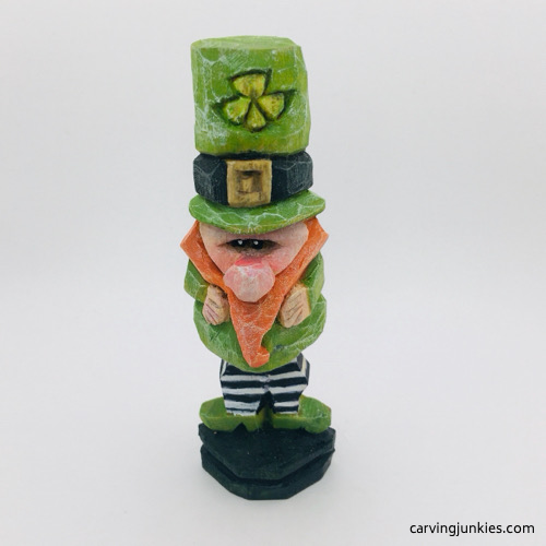 Front of painted wooden leprechaun