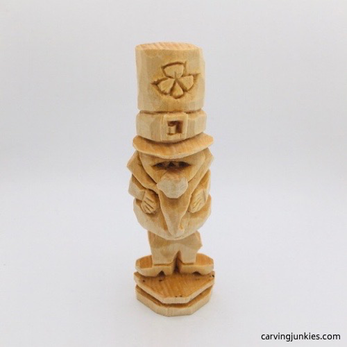 Unfinished wooden leprechaun