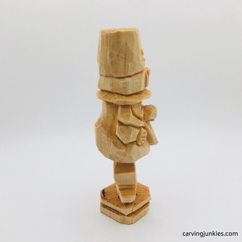 Right view of unfinished leprechaun wood carving