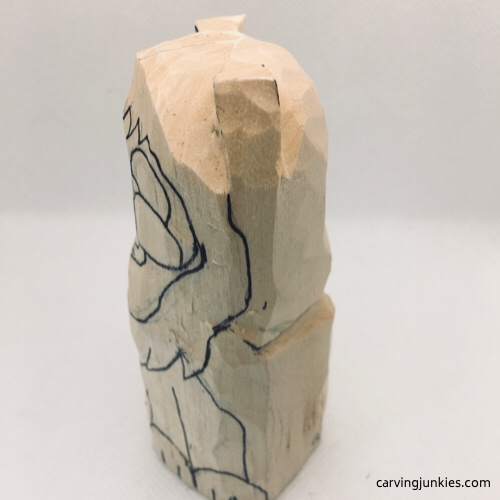 Left view of lion wood carving pattern