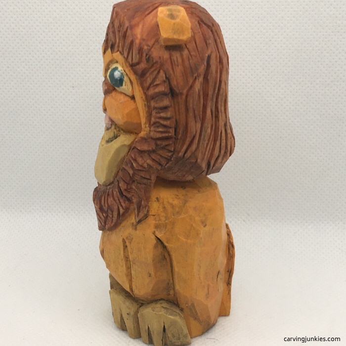 Finished lion wood carving