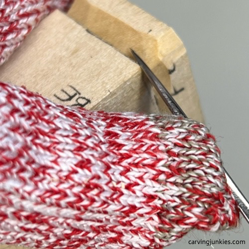 Initial stop cuts on little wood carving