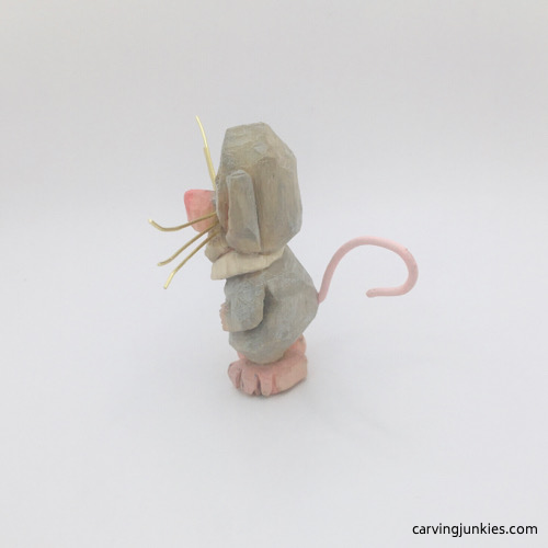 Left view of finished mouse wood carving Left view of painted mouse wood carving