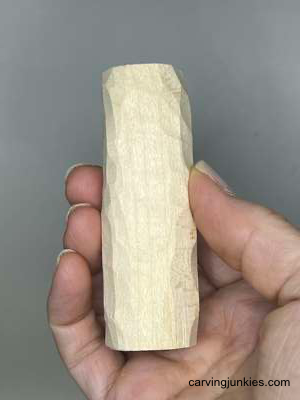Carve a monster that’s more cute than creepy Cylinder wood block for mushroom monster wood carving