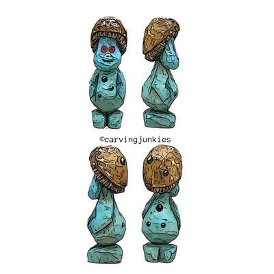 Your next favorite carving: the unforgettable mushroom monster Pattern for mushroom monster wood carving