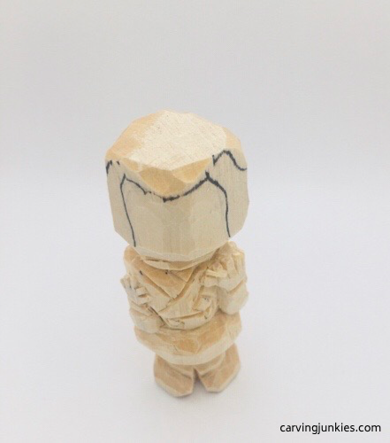 Rounded wood carved head