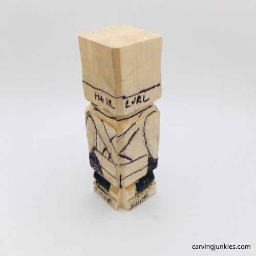 Back view of wood with design