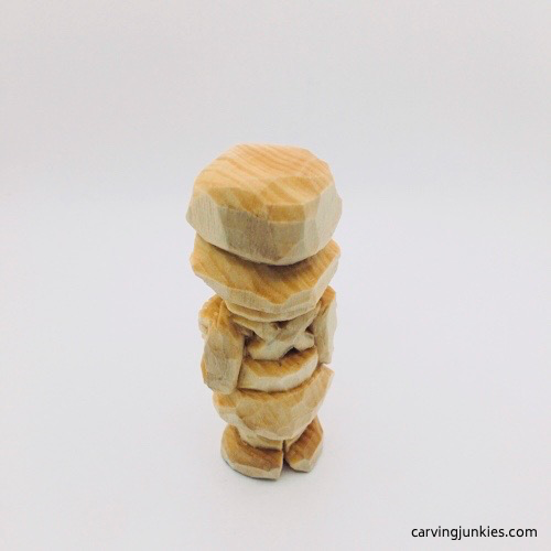 Back view of wooden Oompa Loompa