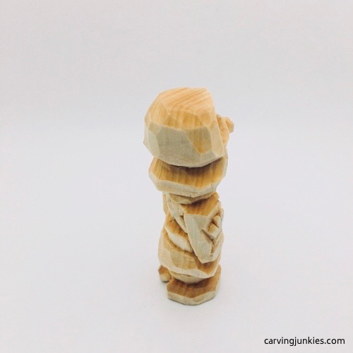 Right view of wooden Oompa Loompa