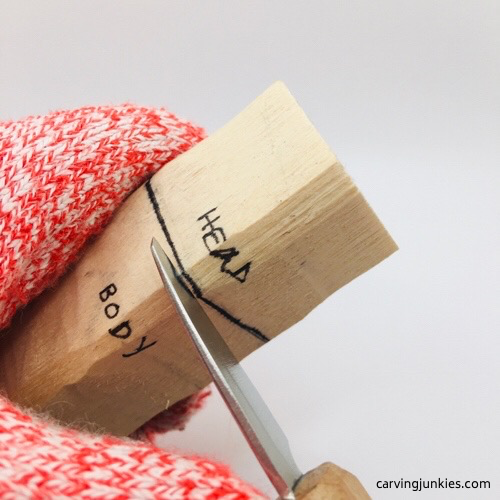 Starting wood carved Oompa Loompa