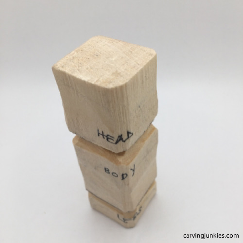 Progress of wood carved Oompa Loompa