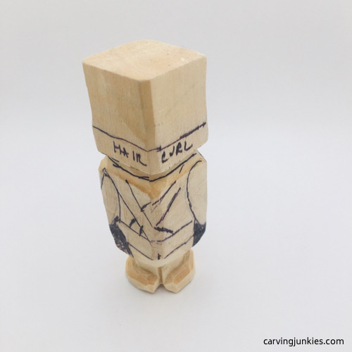 Back view of carved Oompa Loompa shoes