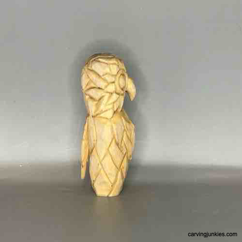 Create a unique owl sculpture with our step-by-step tutorial. Right view of unpainted owl carving