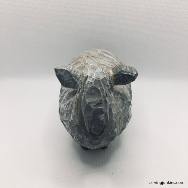 painted sheep carving