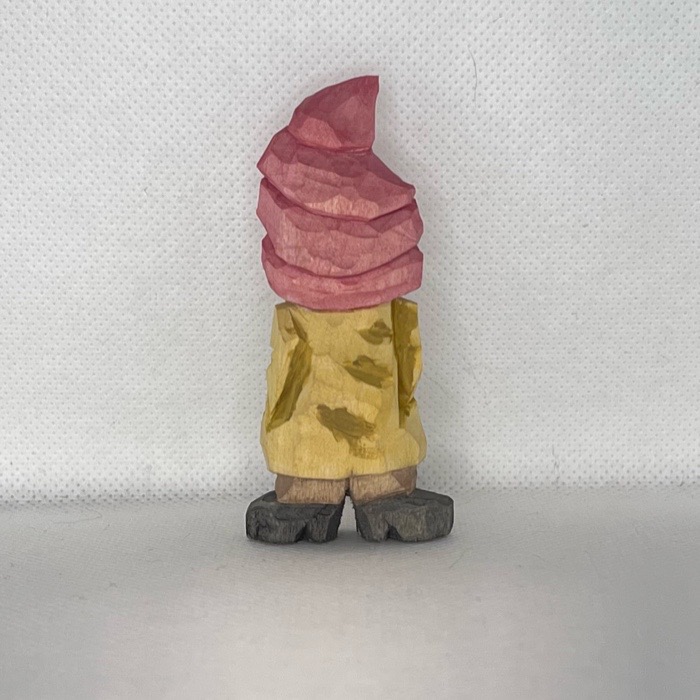 Back of painted wood carved gnome