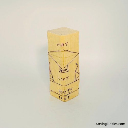 Front guidelines for carving a penguin