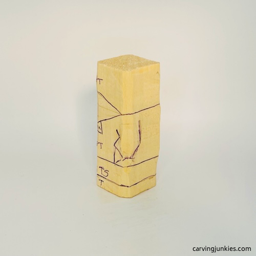 Left guidelines for carving a penguin