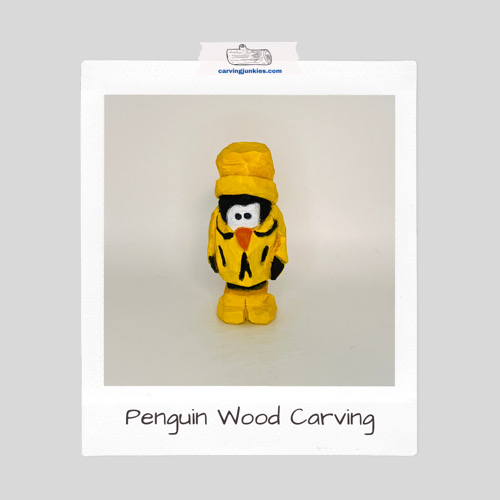 Penguin wood carving